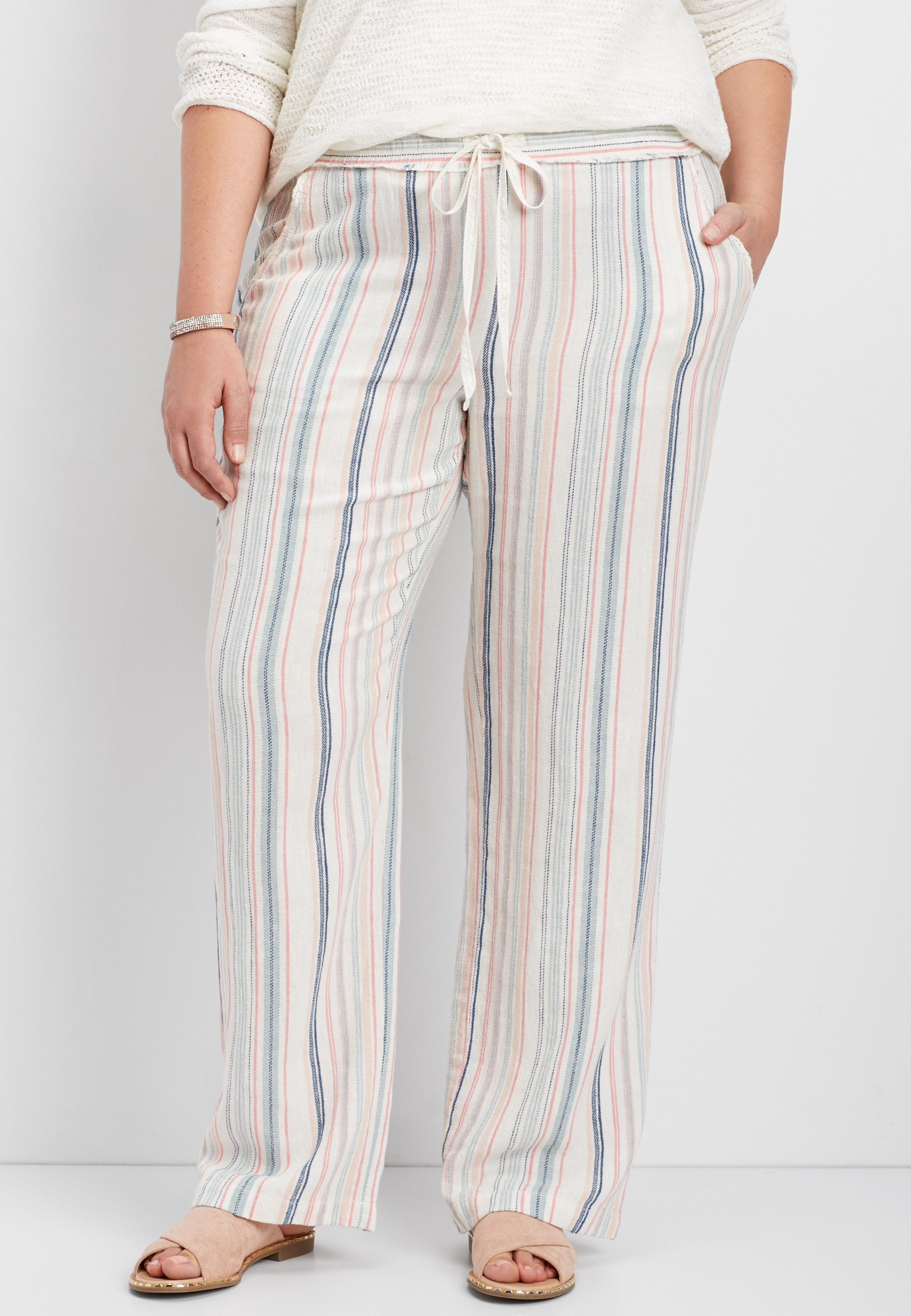 plus size striped trousers