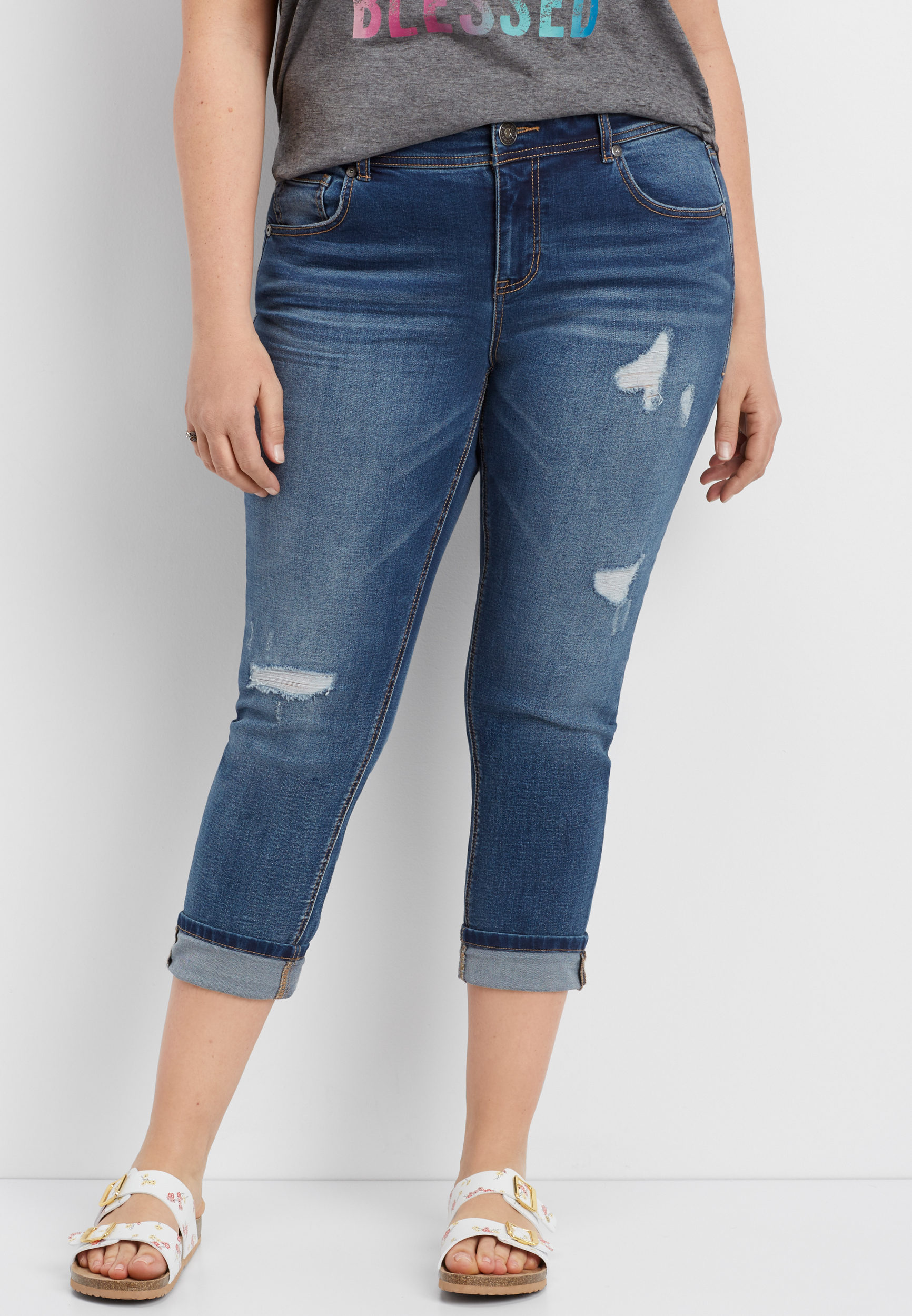 women's plus size denim capris