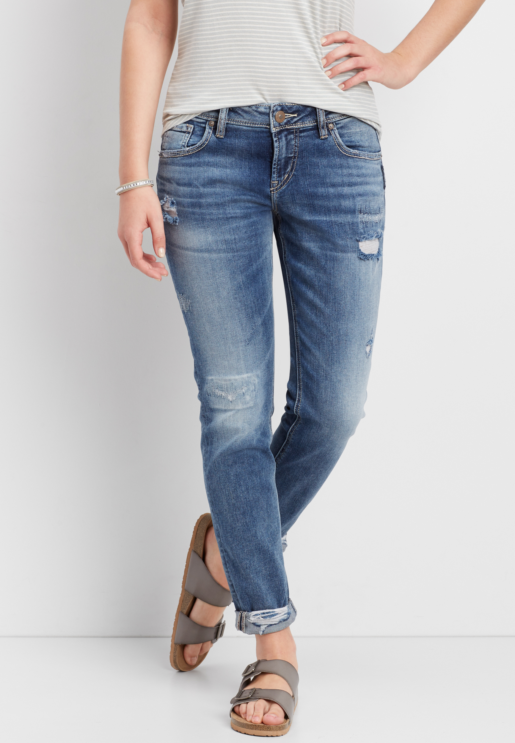 maurices silver boyfriend jeans