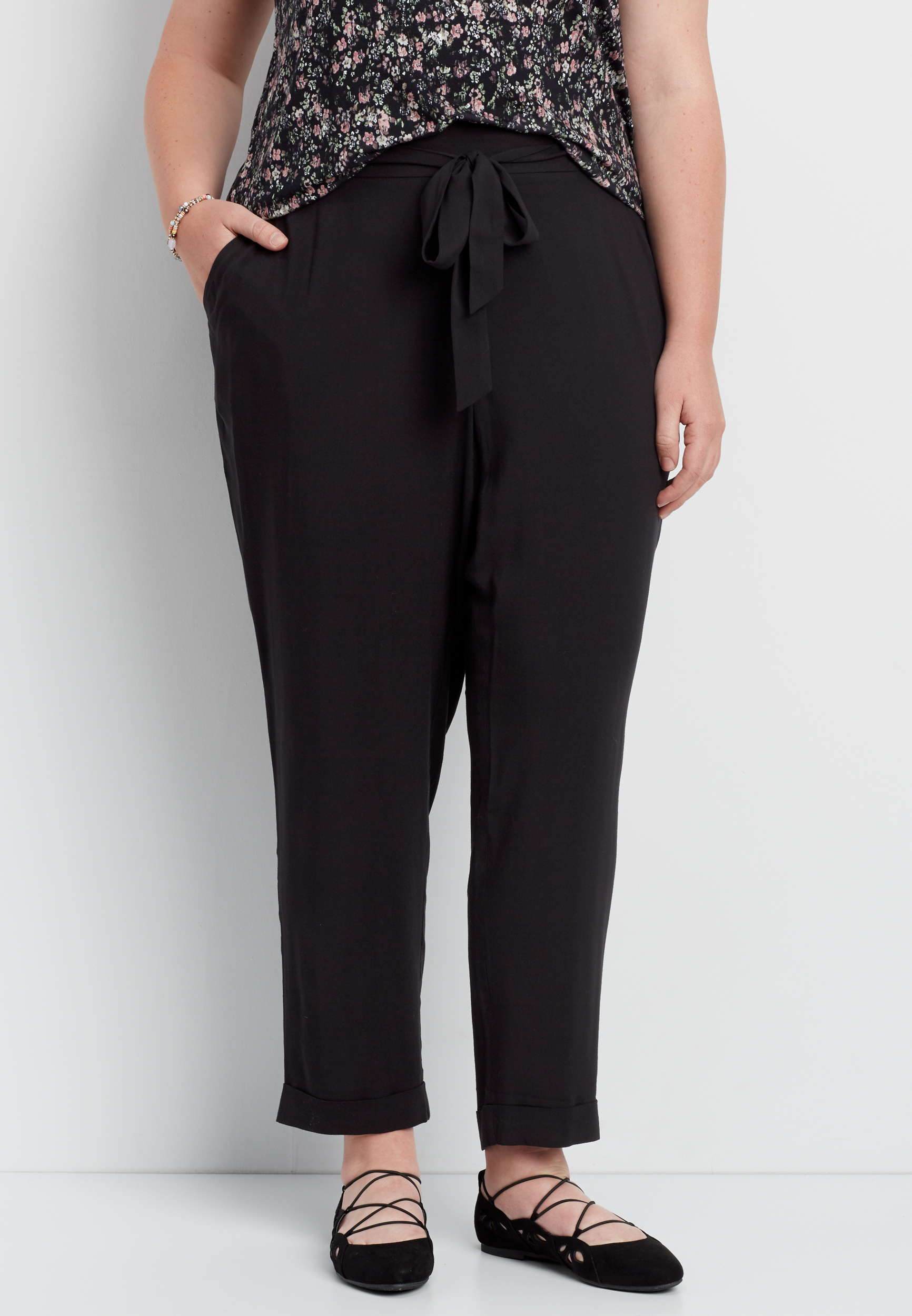 Ankle Pant with Tie Waist
